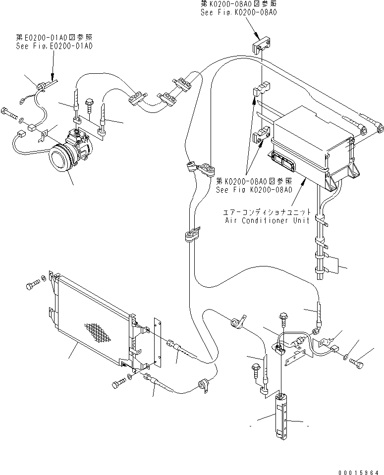 Komatsu parts book diagram for HD985-5 S/N 1021-UP: AIR CONDITIONER RELATED PARTS (3/4)(#1055-)