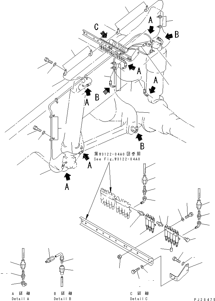 Komatsu parts book diagram for HD985-5 S/N 1021-UP: LINCOLN AUTO GREASE PIPING (REAR LINE¤ 2/2)