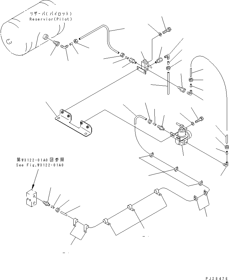Komatsu parts book diagram for HD985-5 S/N 1021-UP: LINCOLN AUTO GREASE PIPING (AIR LINE)