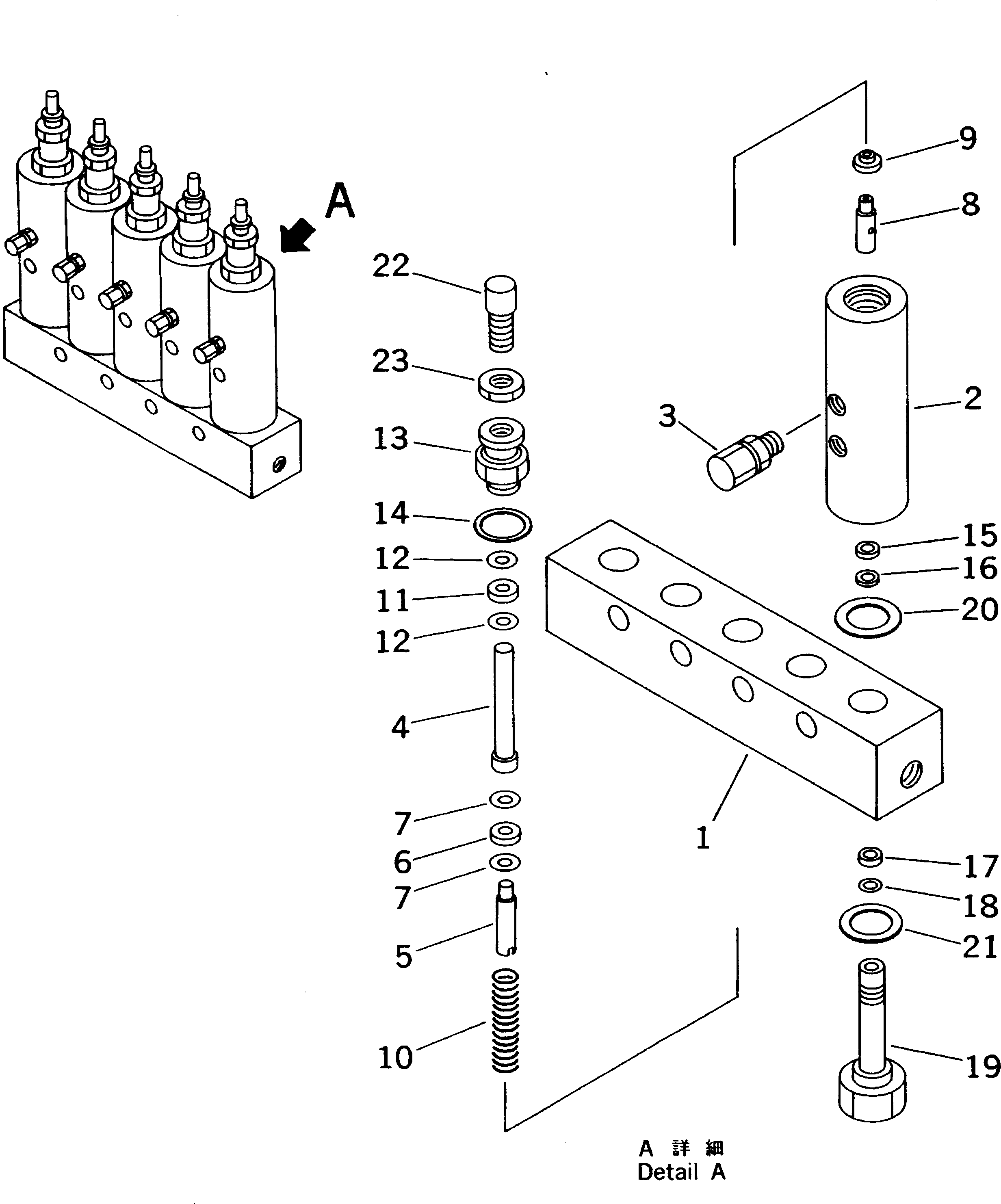 Komatsu parts book diagram for HD985-5 S/N 1021-UP: AUTO GREASE INJECTOR (5 MANIFOLD)