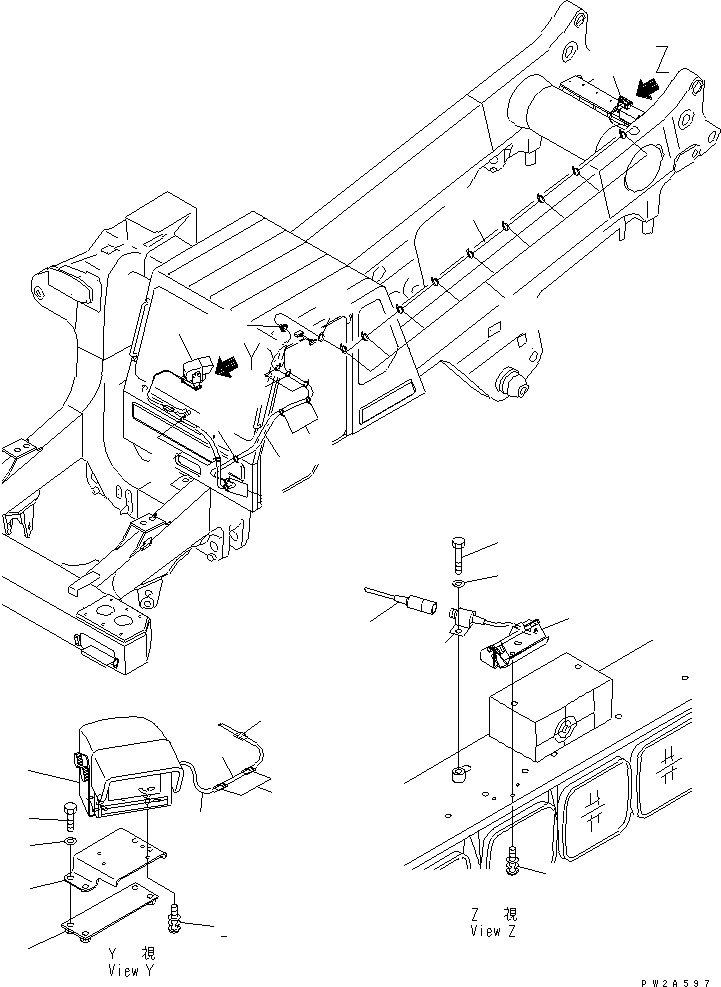 Komatsu parts book diagram for HD985-5 S/N 1021-UP: REAR MONITOR