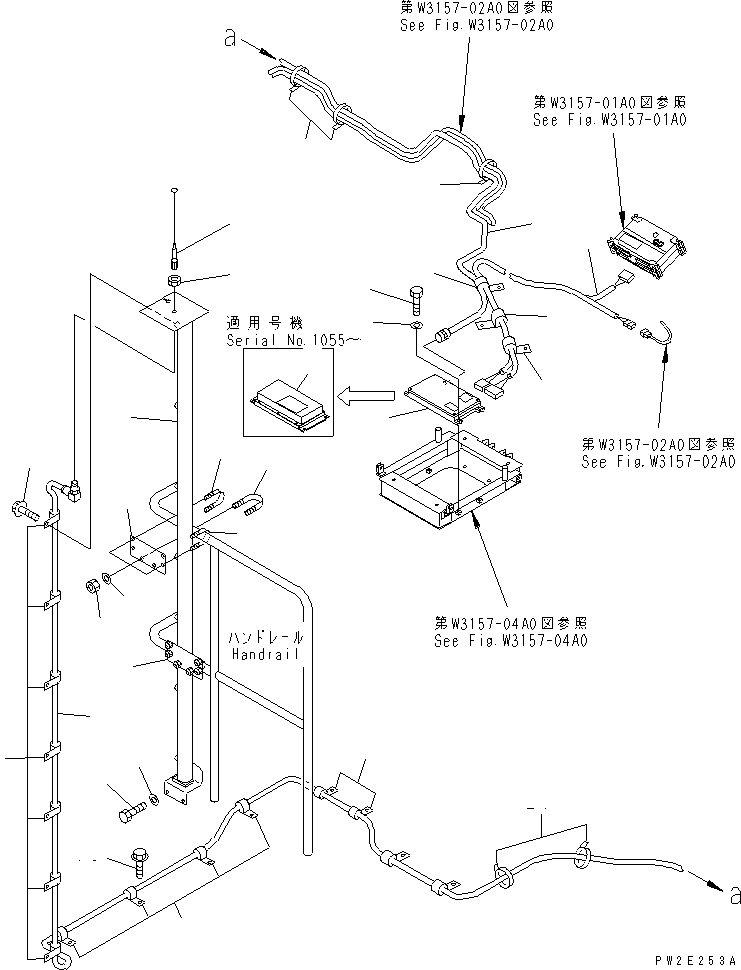 Komatsu parts book diagram for HD985-5 S/N 1021-UP: VEHICLE HEALTH MONITORING SYSTEM (ORBCOM CONTROLLER AND RELATED PARTS) (WITH ORBCOM)