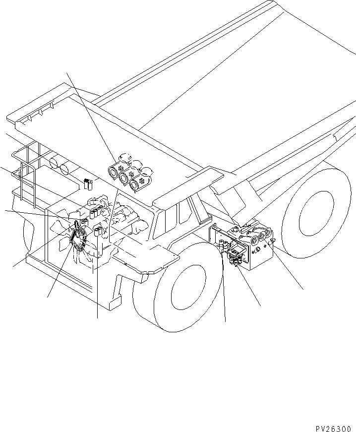 Komatsu parts book diagram for HD985-5 S/N 1021-UP: ELEMENT AND V-BELT