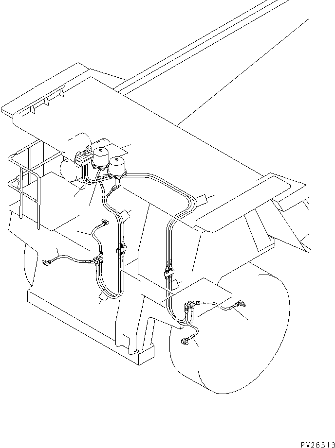 Komatsu parts book diagram for HD985-5 S/N 1021-UP: PERIODICAL REPLACEMENT CRITICAL PARTS (FRONT BRAKE CHAMBER AND RELATED HOSE)