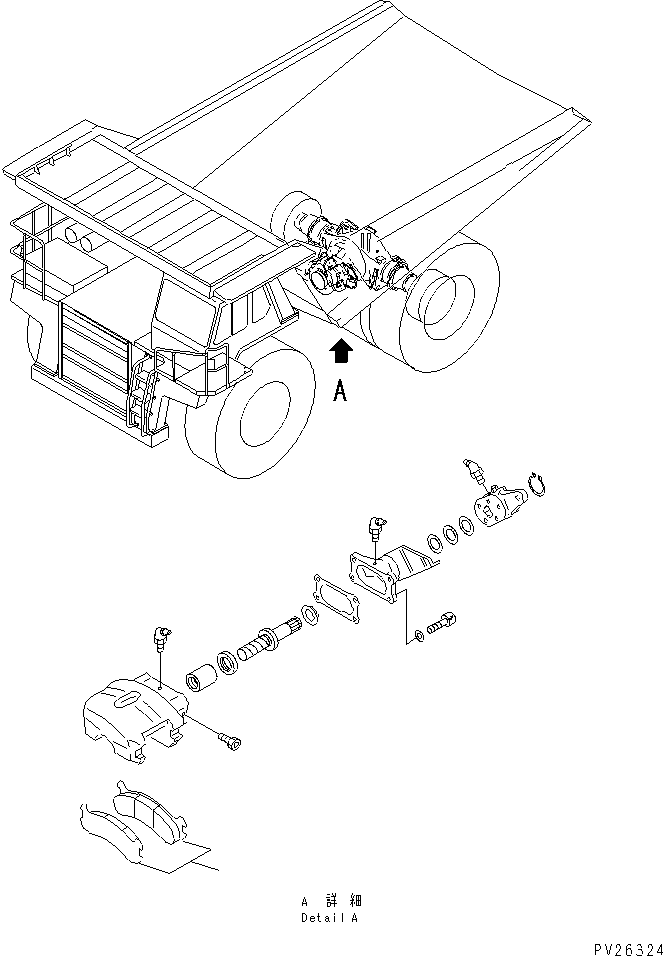 Komatsu parts book diagram for HD985-5 S/N 1021-UP: PARKING BRAKE PAD