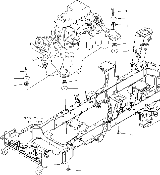 Dump Trucks Komatsu / HM300-2 S/N 2001-2784 (ecot3)(hm300-0c) / ENGINE MOUNTING(#2001-)(030010 : B0100-01A0)