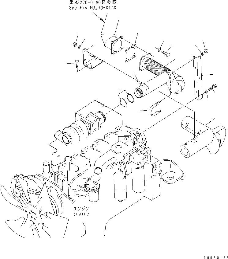 Dump Trucks Komatsu / HM300-2 S/N 2001-2784 (ecot3)(hm300-0c) / ENGINE PIPING (EXHAUST)(#2785-)(030040 : B0130-01A0A)