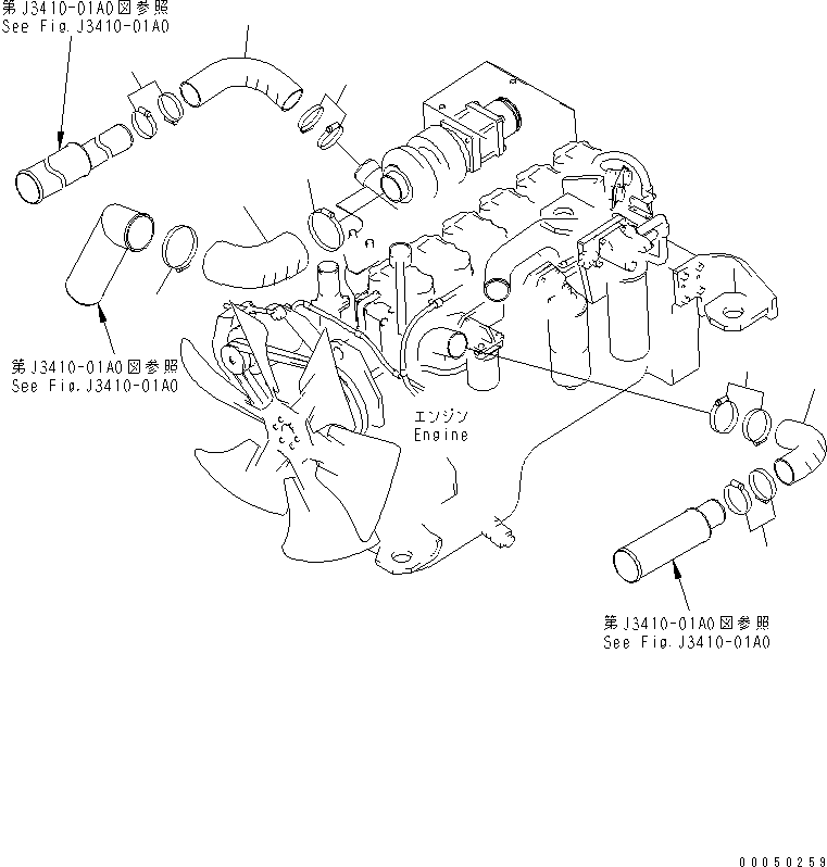Dump Trucks Komatsu / HM300-2 S/N 2001-2784 (ecot3)(hm300-0c) / ENGINE PIPING (AIR INTAKE)(#2001-)(030050 : B0130-02A0)