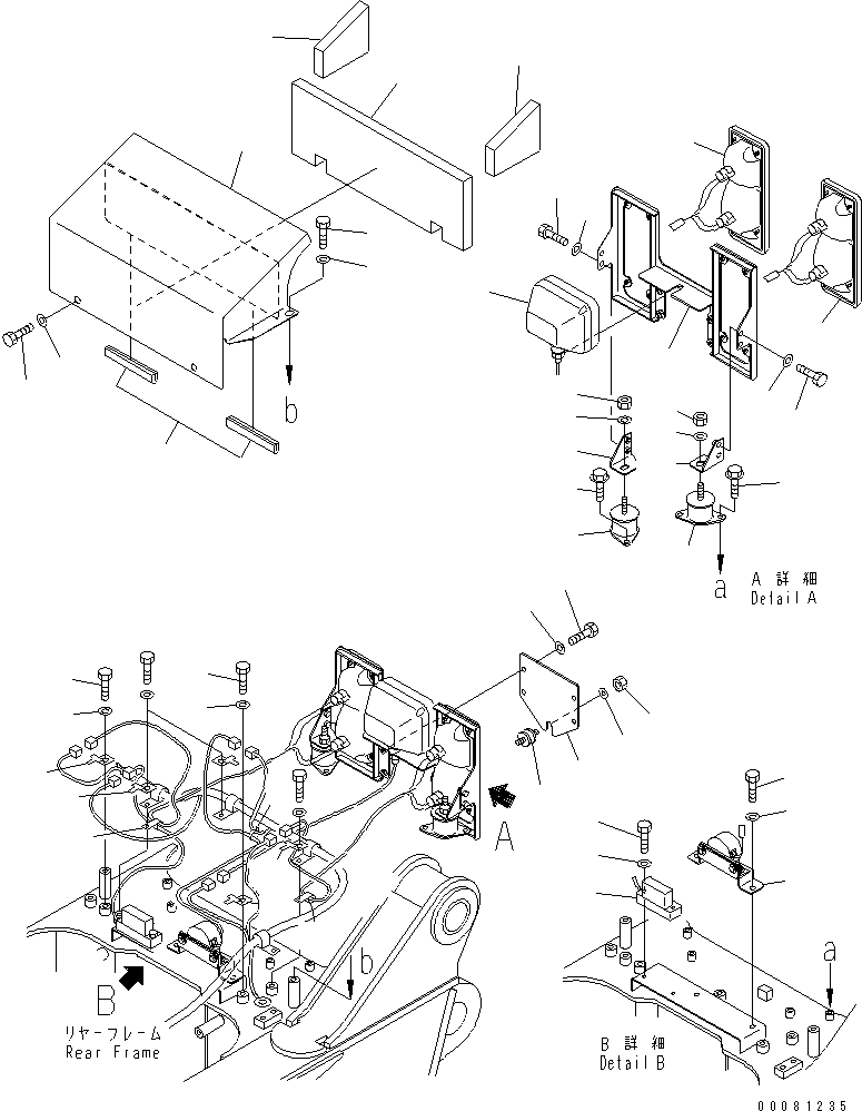 Dump Trucks Komatsu / HM300-2 S/N 2001-2784 (ecot3)(hm300-0c) / REAR LAMP (BACK-UP ALARM AND INCLINATION SENSOR)(#2611-)(120230 : E0302-01A0A)