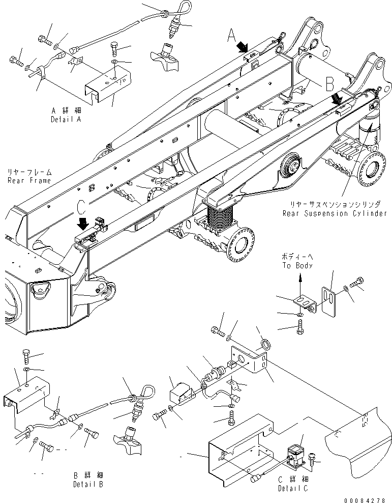 Dump Trucks Komatsu / HM300-2 S/N 2001-2784 (ecot3)(hm300-0c) / PAYLOAD METER (REAR FRAME SENSOR)(#2001-)(120310 : E0820-04A0)