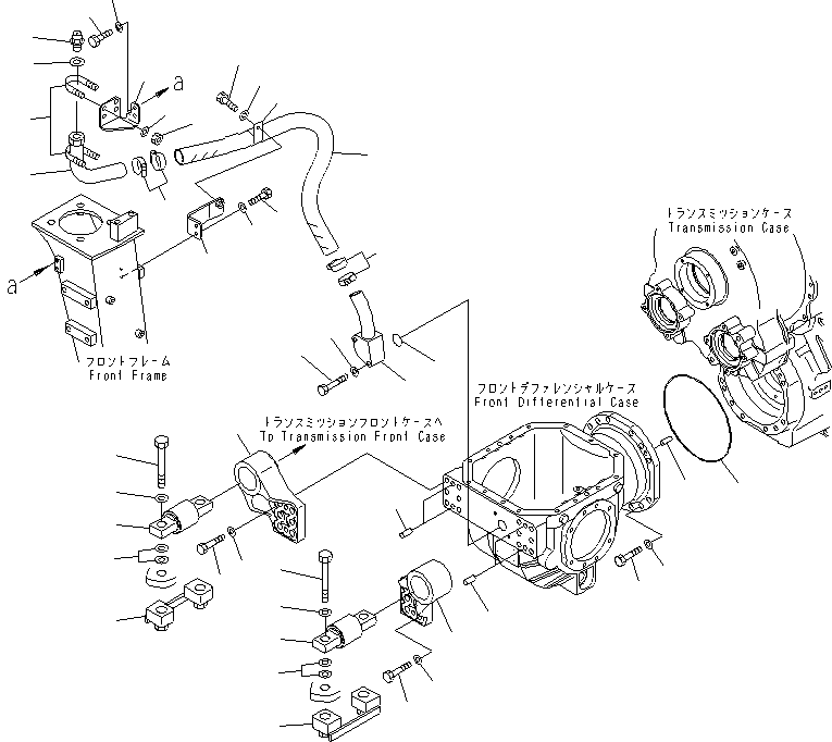 Dump Trucks Komatsu / HM300-2 S/N 2001-2784 (ecot3)(hm300-0c) / FRONT DIFFERENTIAL MOUNTING(#2001-2712)(150280 : F3415-01A0)