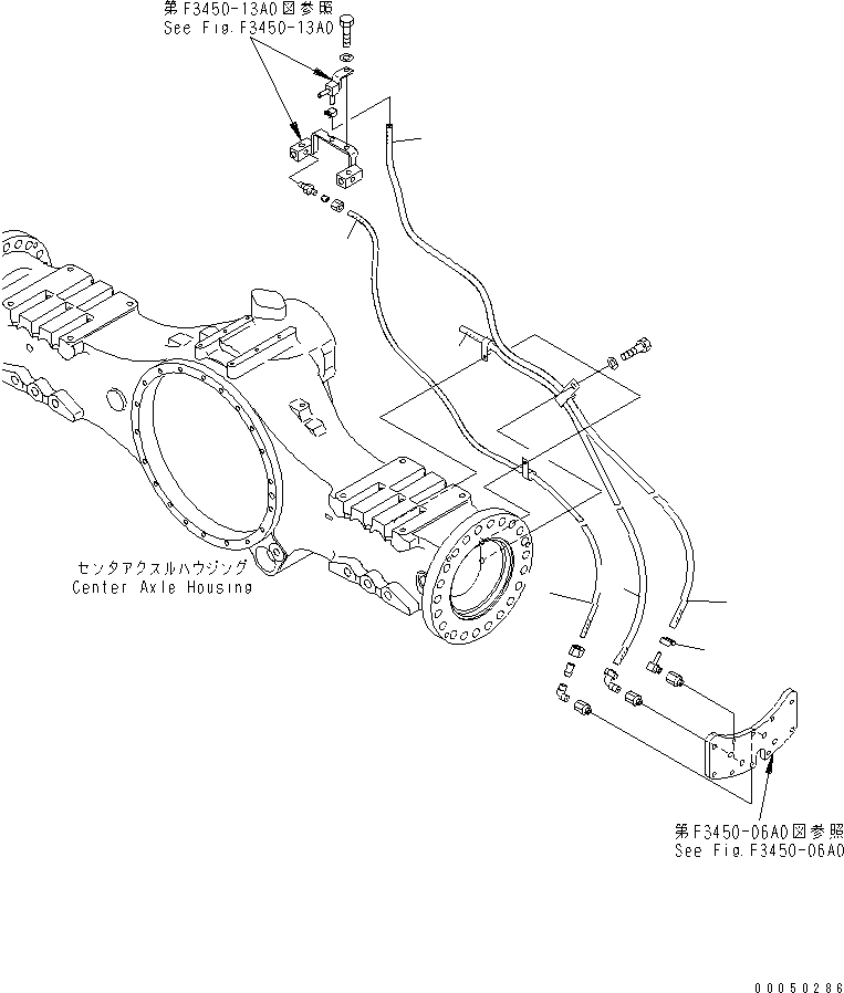 Dump Trucks Komatsu / HM300-2 S/N 2001-2784 (ecot3)(hm300-0c) / CENTER AXLE (L.H.) (PIPING)(#2001-)(150470 : F3450-08A0)