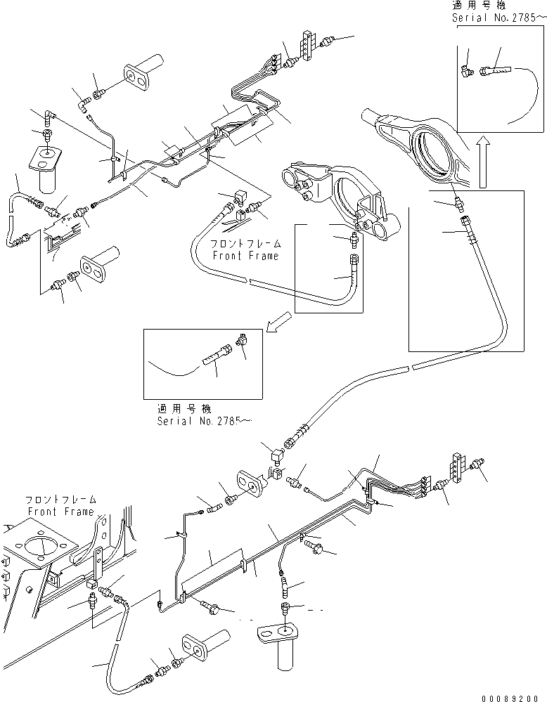 Dump Trucks Komatsu / HM300-2 S/N 2001-2784 (ecot3)(hm300-0c) / FRONT FRAME LUBRICATION(#2001-)(150620 : F3710-01A0)