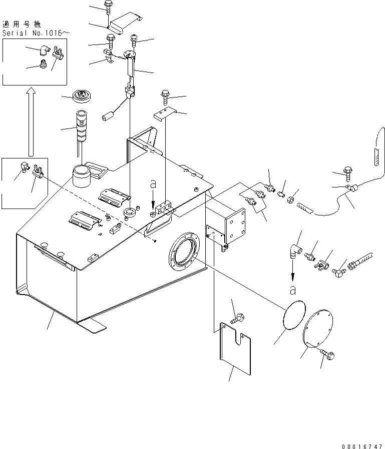 Komatsu parts book diagram for HM300-1 S/N 1001-UP: FUEL TANK AND RELATED PARTS