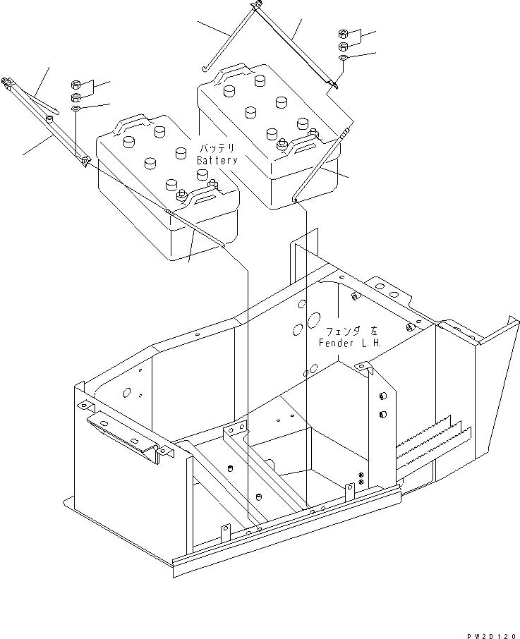 Dump Trucks Komatsu / HM300-1 S/N 1001-UP(hm300-1c) / BATTERY (MOUNTING PARTS)(#1001-1172)(120040 : E0100-03A0)