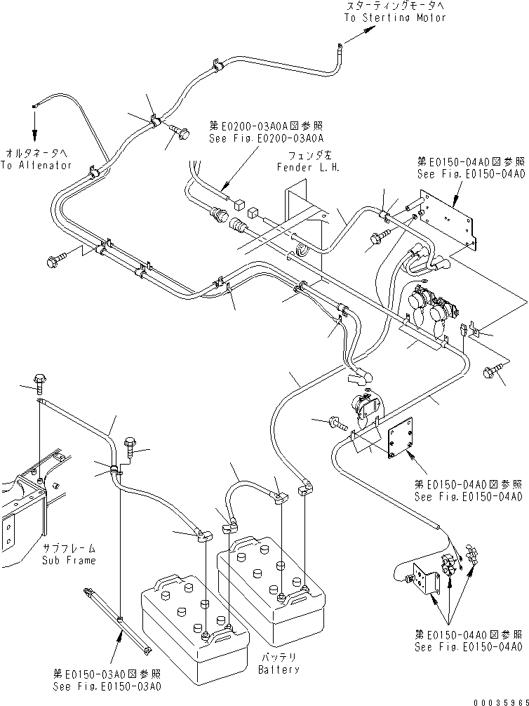 Komatsu parts book diagram for HM300-1 S/N 1001-UP: BATTERY BOX (BATTERY WIRING)(#1173-)