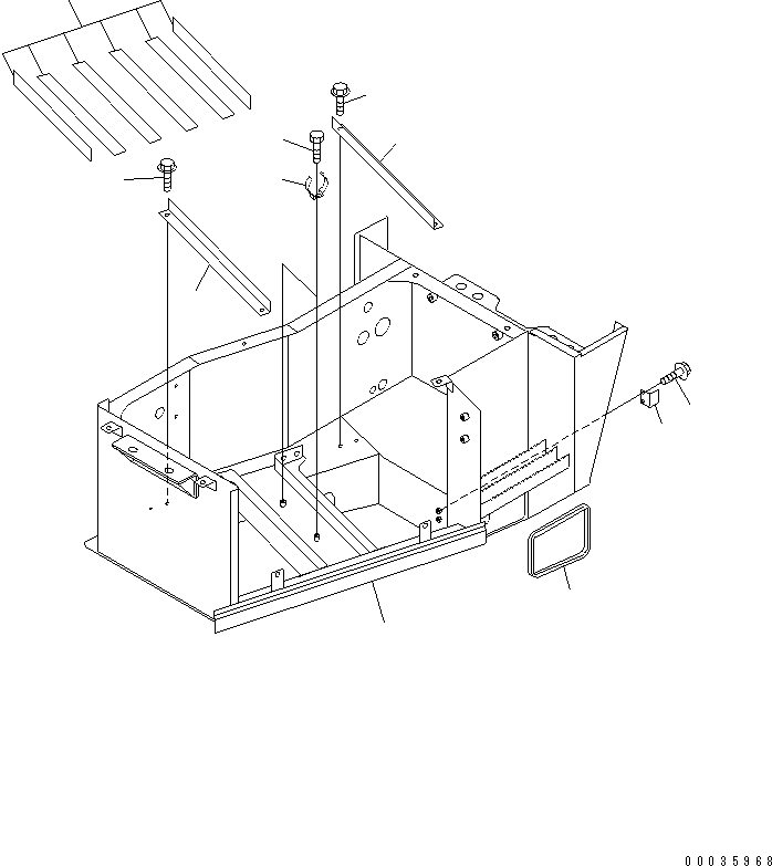 Komatsu parts book diagram for HM300-1 S/N 1001-UP: BATTERY BOX (LOWER FENDER ? L.H.) (1/2)(#1173-)