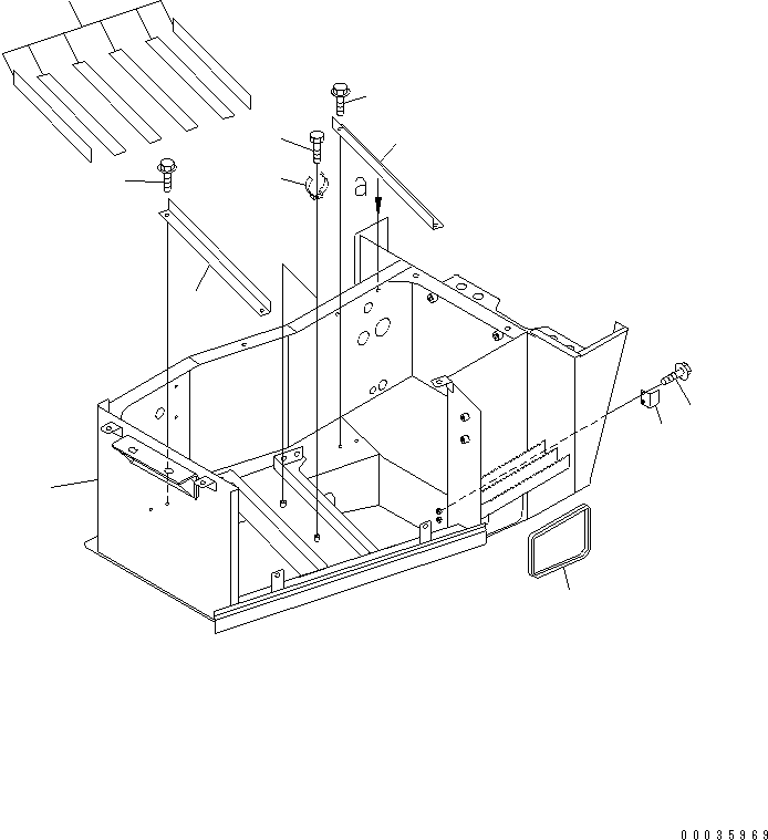 Komatsu parts book diagram for HM300-1 S/N 1001-UP: BATTERY BOX (LOWER FENDER ? L.H.) (1/2) (WITH LADDER LAMP)(#1173-)