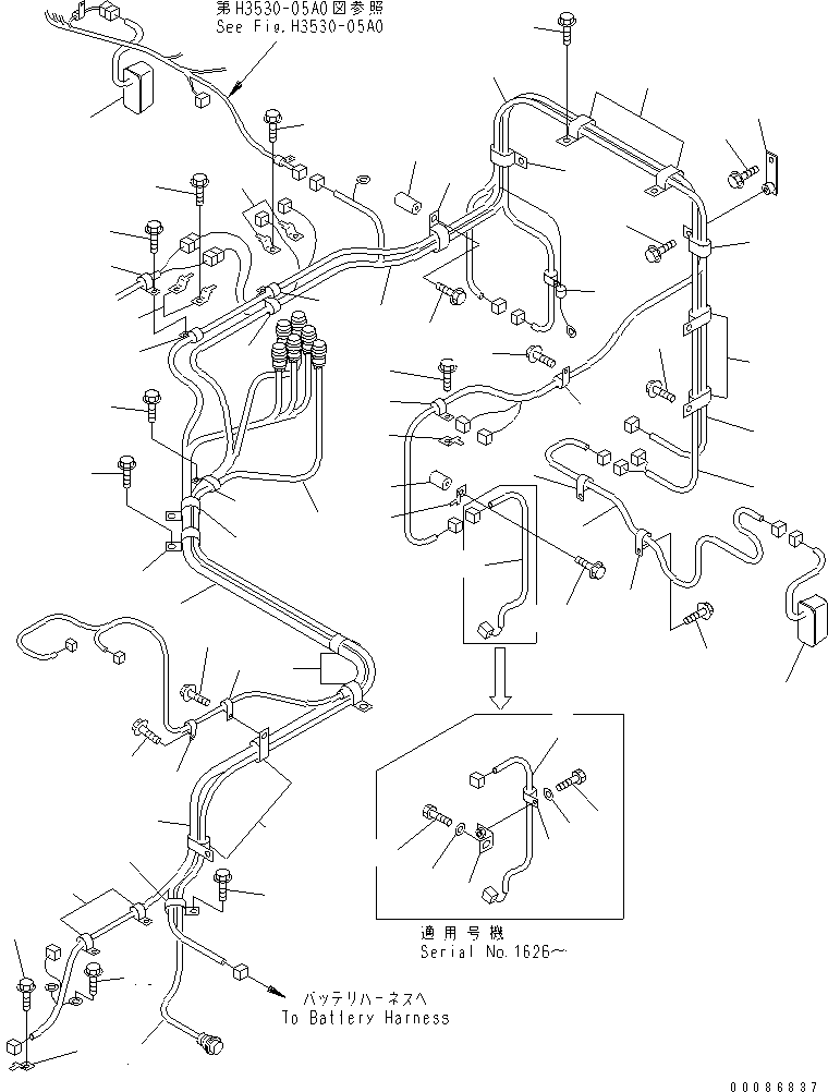 Dump Trucks Komatsu / HM300-1 S/N 1001-UP(hm300-1c) / FRONT FRAME ELECTRICAL (HARNESS ? L.H. SIDE)(#1016-)(120240 : E0200-03A0A)