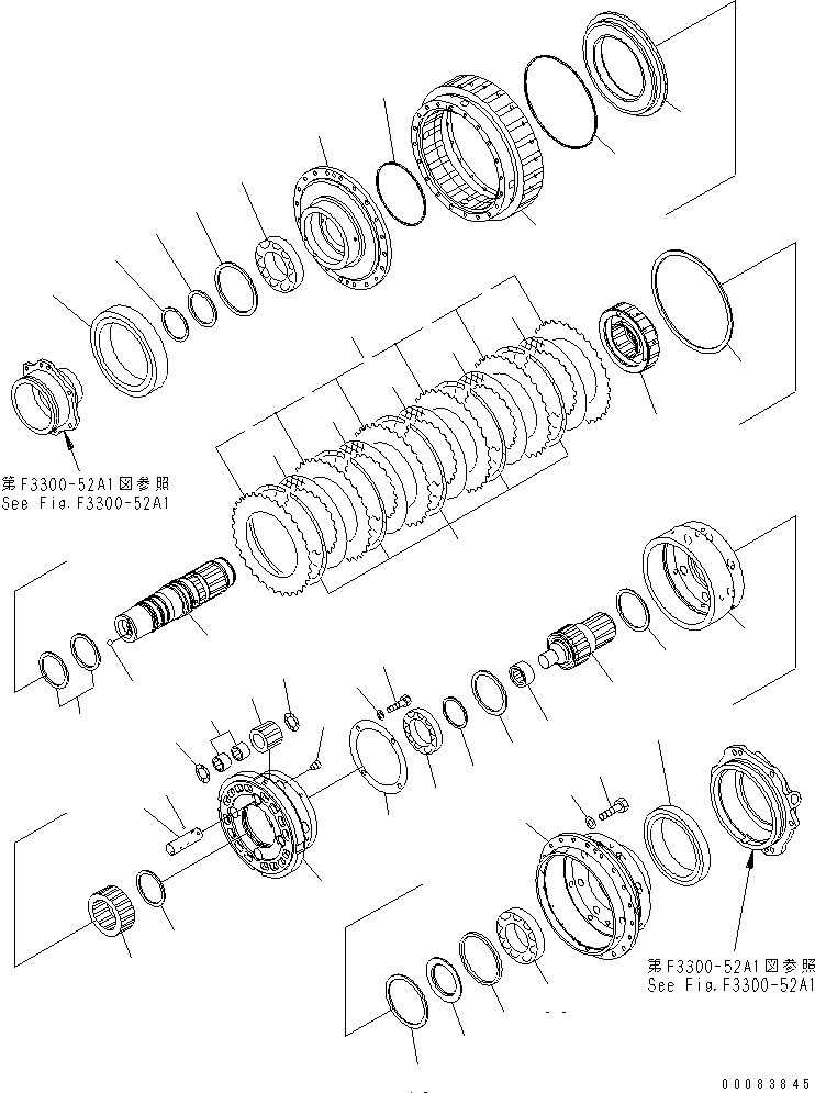 Komatsu parts book diagram for HM300-1 S/N 1001-UP: TRANSMISSION (DIFFRENTIAL) (COLD SPEC.)(#1626-)