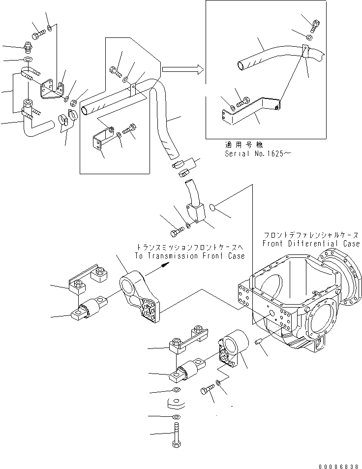 Komatsu parts book diagram for HM300-1 S/N 1001-UP: FRONT DIFFERENTIAL MOUNTING