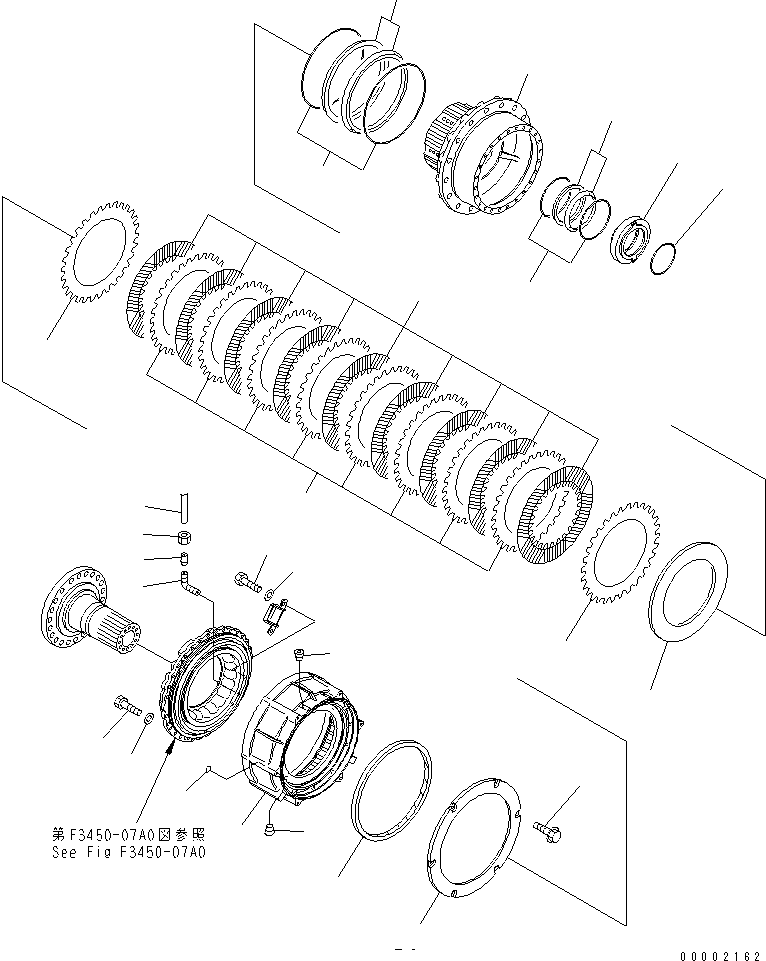 Komatsu parts book diagram for HM300-1 S/N 1001-UP: CENTER AXLE (HUB)