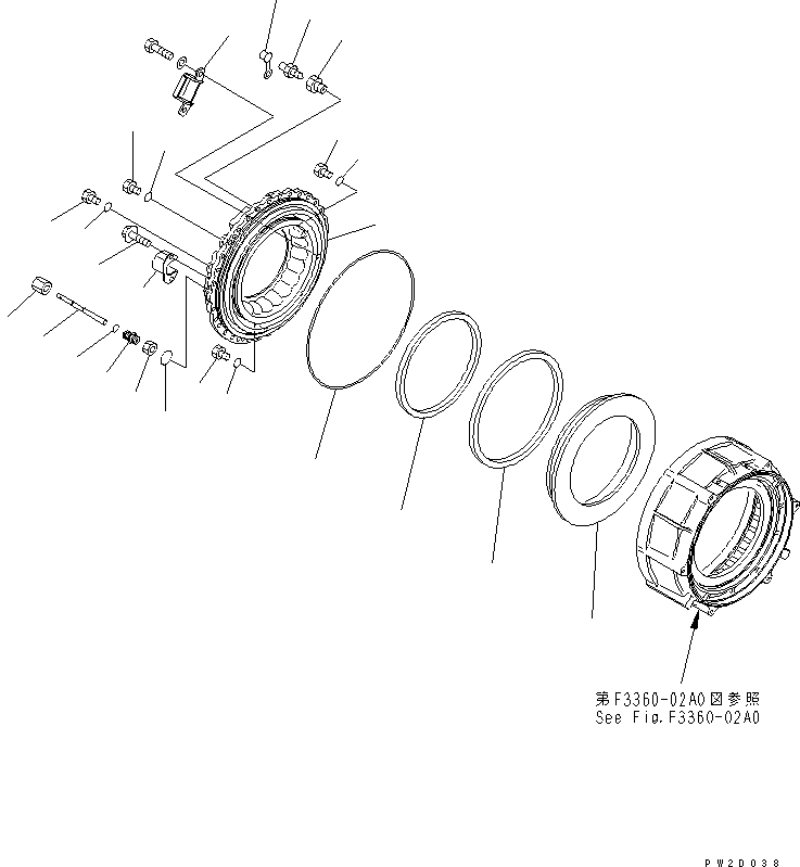 Komatsu parts book diagram for HM300-1 S/N 1001-UP: CENTER AXLE (BRAKE CYLINDER)