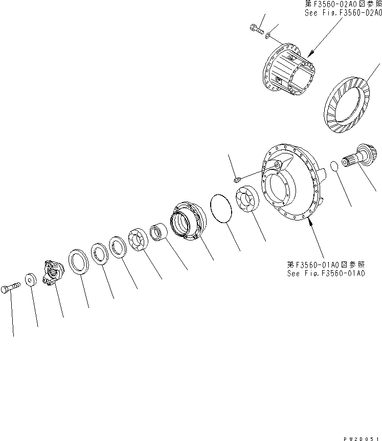 Komatsu parts book diagram for HM300-1 S/N 1001-UP: REAR AXLE (PINION AND CAGE)