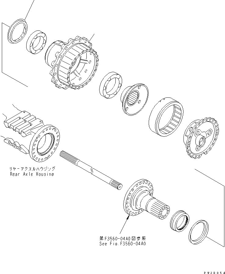 Komatsu parts book diagram for HM300-1 S/N 1001-UP: REAR AXLE (HUB)