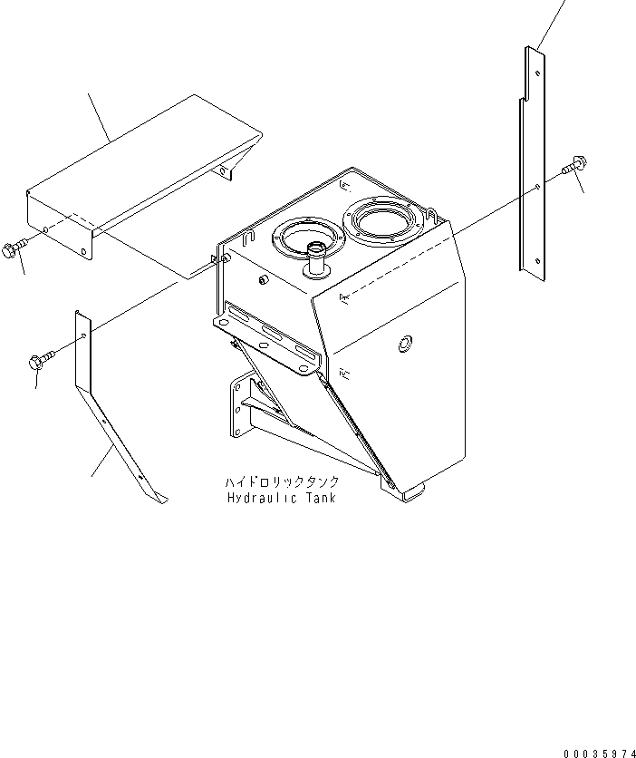 Komatsu parts book diagram for HM300-1 S/N 1001-UP: HYDRAULIC TANK (COVER)(#1173-)