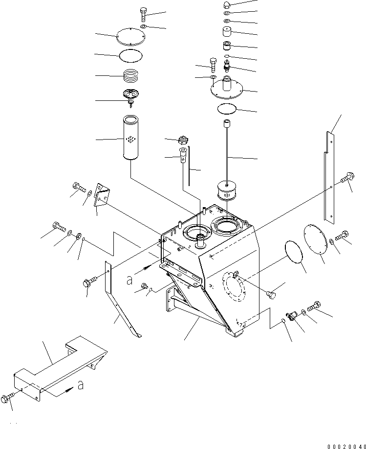 Komatsu parts book diagram for HM300-1 S/N 1001-UP: HYDRAULIC TANK (FOR SAND PROTECT)(#1001-1172)