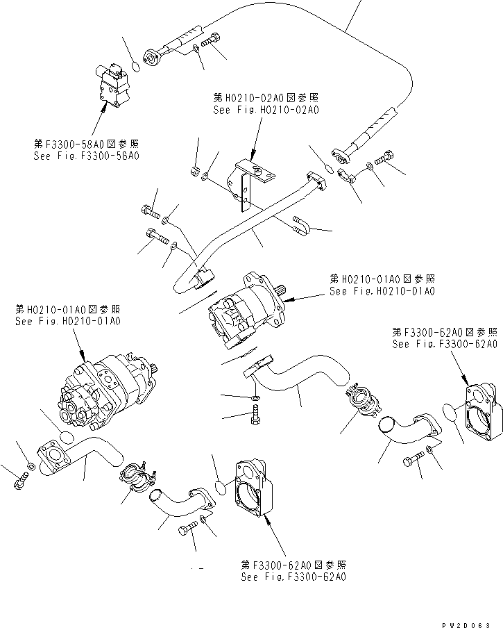 Dump Trucks Komatsu / HM300-1 S/N 1001-UP(hm300-1c) / HYDRAULIC PIPING (PUMP LINE) (BRAKE ? BRAKE COOLING PUMP)(180280 : H0210-04A0)