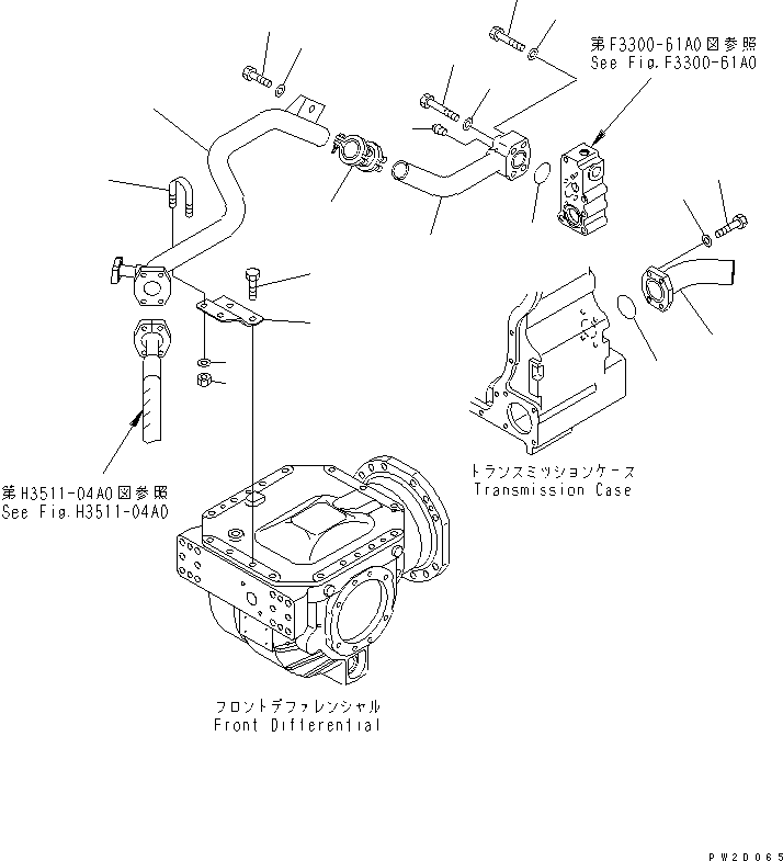Komatsu parts book diagram for HM300-1 S/N 1001-UP: HYDRAULIC PIPING (TRANSMISSION LINE ? 2/2)