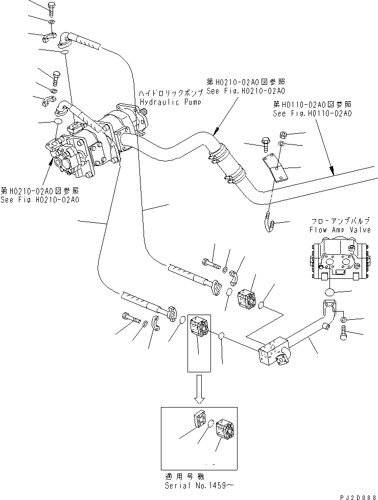 Dump Trucks Komatsu / HM300-1 S/N 1001-UP(hm300-1c) / HYDRAULIC PIPING (PUMP TO VALVE)(180390 : H3410-01A0)