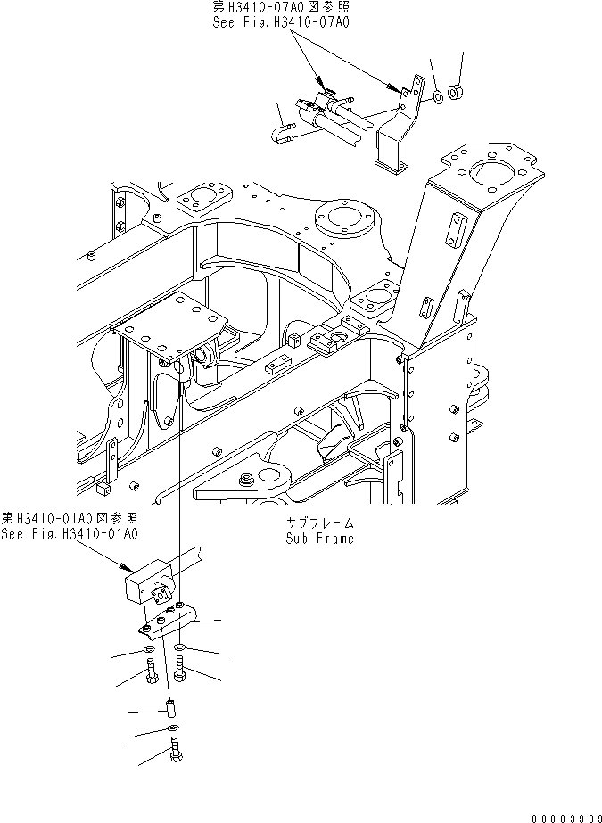 Dump Trucks Komatsu / HM300-1 S/N 1001-UP(hm300-1c) / HYDRAULIC PIPING (PIPING MOUNTING PARTS ? FRONT FRAME SIDE) (HEATER MIRROR)(#1626-)(180410 : H3410-02A1)