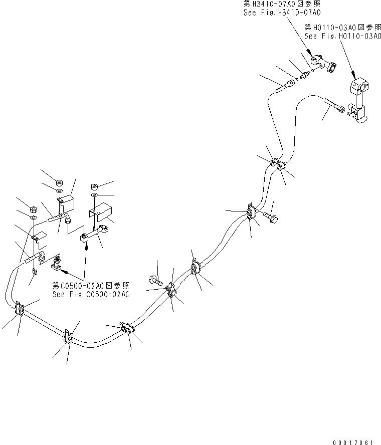 Komatsu parts book diagram for HM300-1 S/N 1001-UP: HYDRAULIC PIPING (OIL COOLER LINE)(#1001-1127)