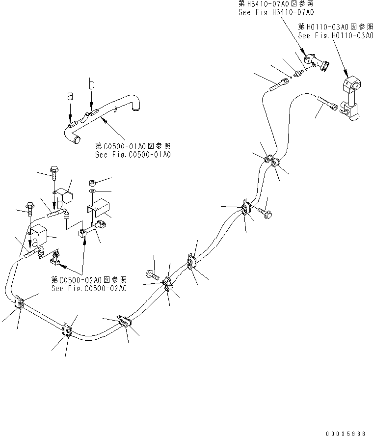 Dump Trucks Komatsu / HM300-1 S/N 1001-UP(hm300-1c) / HYDRAULIC PIPING (OIL COOLER LINE)(#1128-)(180430 : H3410-03A0A)