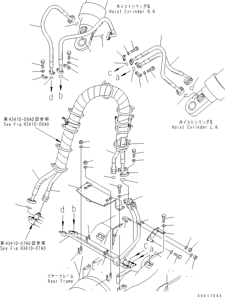 Dump Trucks Komatsu / HM300-1 S/N 1001-UP(hm300-1c) / HYDRAULIC PIPING (HOIST CYLINDER LINE ? 2/2)(#1034-)(180500 : H3410-08A0A)