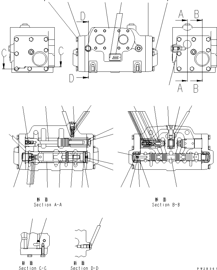 Dump Trucks Komatsu / HM300-1 S/N 1001-UP(hm300-1c) / HYDRAULIC PIPING (CONTROL VALVE ? INNER PARTS)(#1001-1154)(180610 : H3410-15A0)