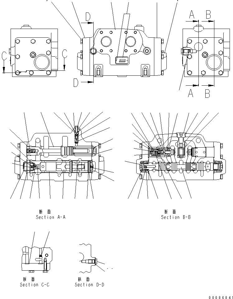 Dump Trucks Komatsu / HM300-1 S/N 1001-UP(hm300-1c) / HYDRAULIC PIPING (CONTROL VALVE ? INNER PARTS)(#.-1628)(180630 : H3410-15A0B)
