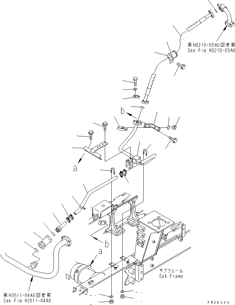 Dump Trucks Komatsu / HM300-1 S/N 1001-UP(hm300-1c) / BRAKE COOLING PIPING (TRANSMISSION TO FRONT AXLE ? 1/2)(180670 : H3511-01A0)