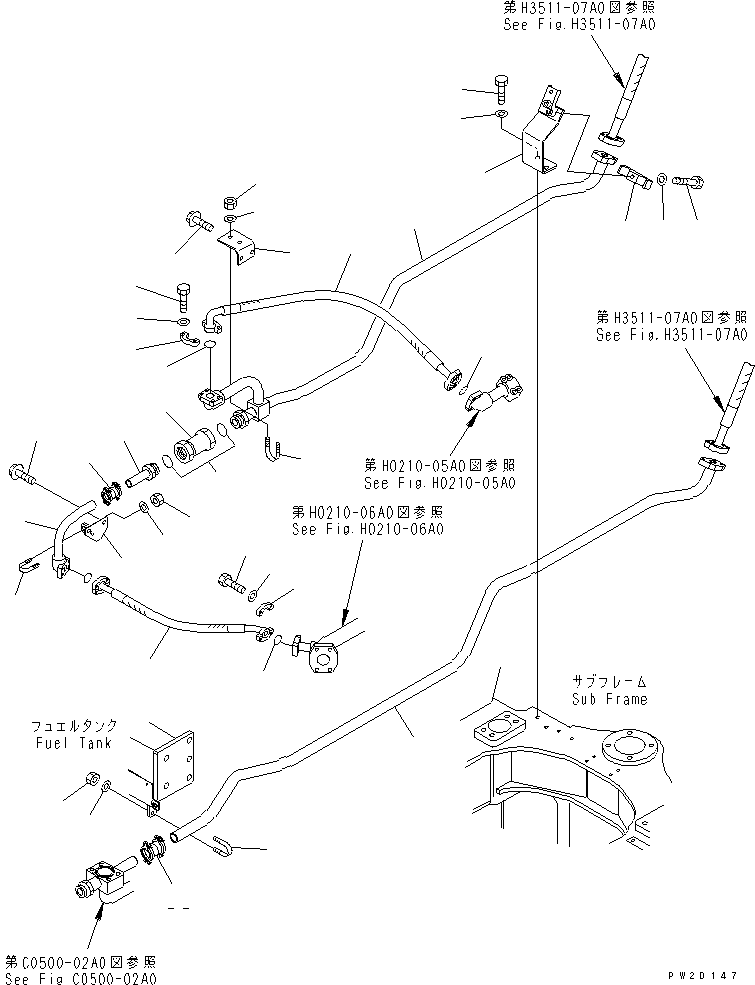Dump Trucks Komatsu / HM300-1 S/N 1001-UP(hm300-1c) / BRAKE COOLING PIPING (CENTER AXLE LINE ? FRONT FRAME SIDE)(180690 : H3511-03A0)