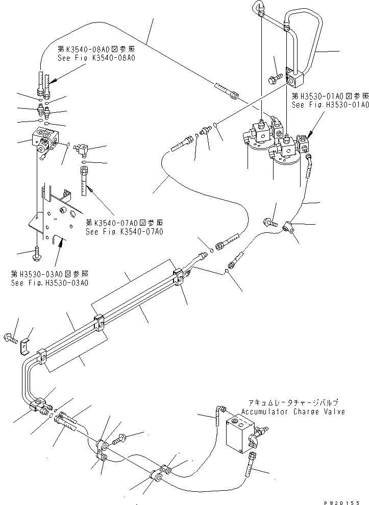 Dump Trucks Komatsu / HM300-1 S/N 1001-UP(hm300-1c) / HYDRAULIC PIPING (ACCUMULATOR TO CHARGE VALVE)(180790 : H3530-04A0)