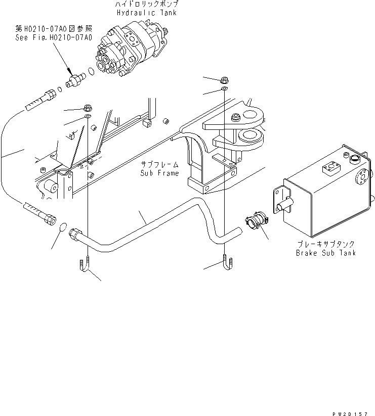 Komatsu parts book diagram for HM300-1 S/N 1001-UP: BRAKE PIPING (BRAKE TANK TO PUMP)