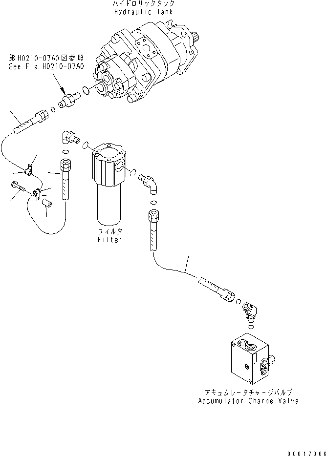 Dump Trucks Komatsu / HM300-1 S/N 1001-UP(hm300-1c) / BRAKE PIPING (PUMP TO CHARGE VALVE)(180830 : H3540-02A0)