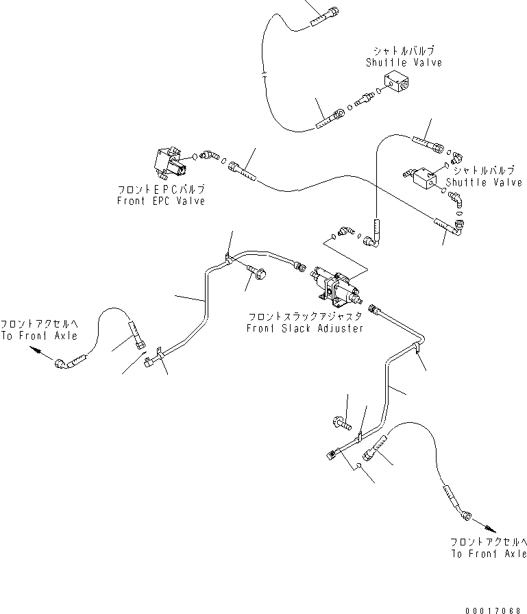 Dump Trucks Komatsu / HM300-1 S/N 1001-UP(hm300-1c) / BRAKE PIPING (PROPORTIONAL VALVE TO FRONT AXLE)(180850 : H3540-04A0)