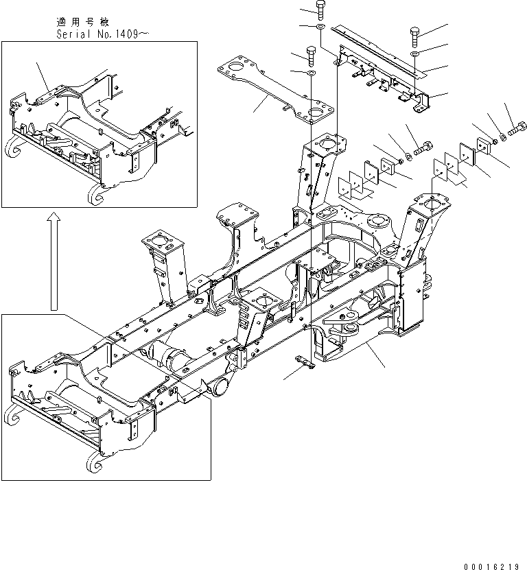 Komatsu parts book diagram for HM300-1 S/N 1001-UP: FRONT FRAME(#1033-)