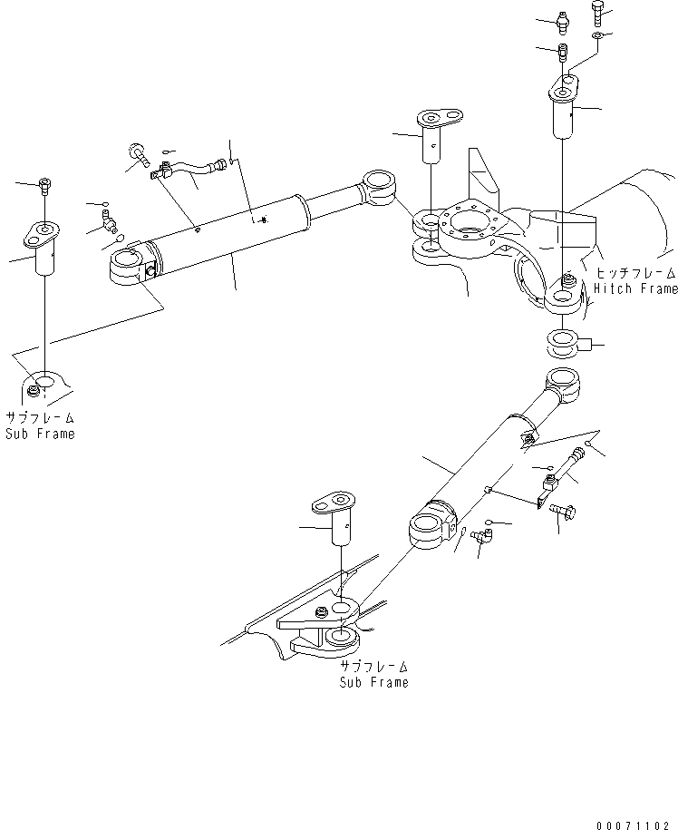 Komatsu parts book diagram for HM300-1 S/N 1001-UP: STEERING CYLINDER AND PIPING