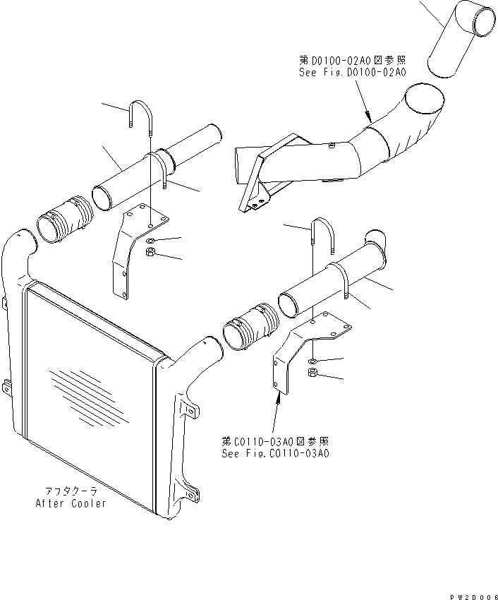 Komatsu parts book diagram for HM300-1 S/N 1001-UP: AIR INTAKE (PIPING)