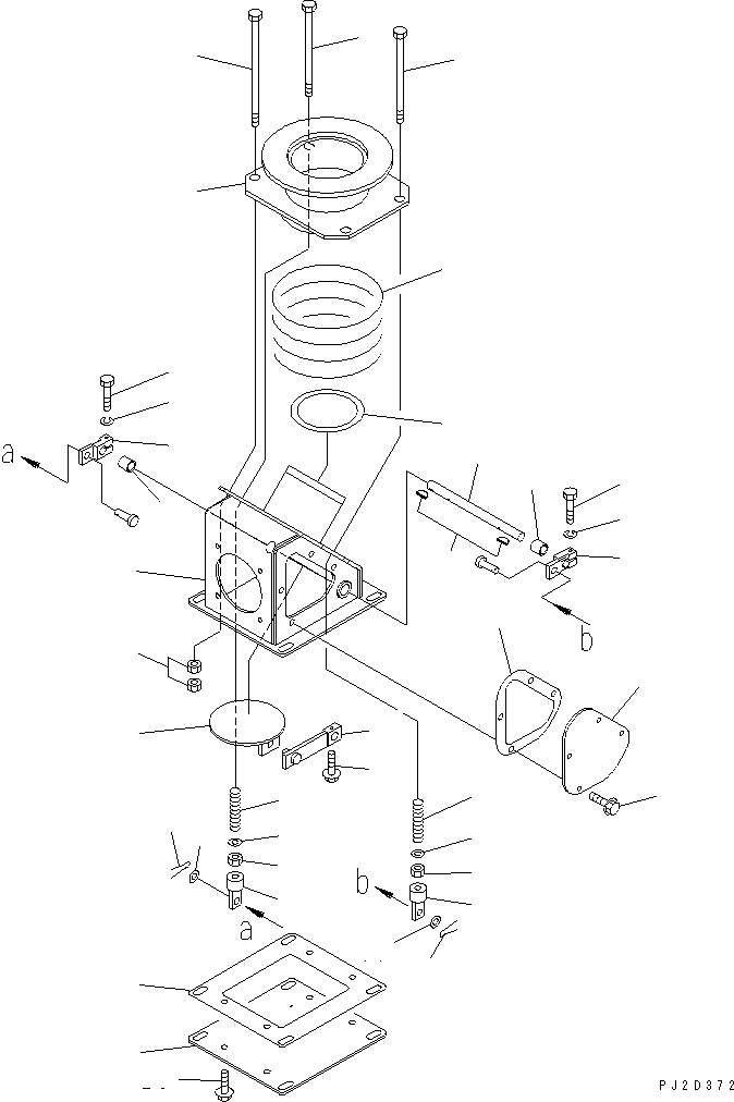 Komatsu parts book diagram for HM300-1 S/N 1001-UP: EXHAUST BOX (INNER PARTS)